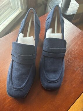 Journee Collection Navy Suede Slip-On Penny Loafers